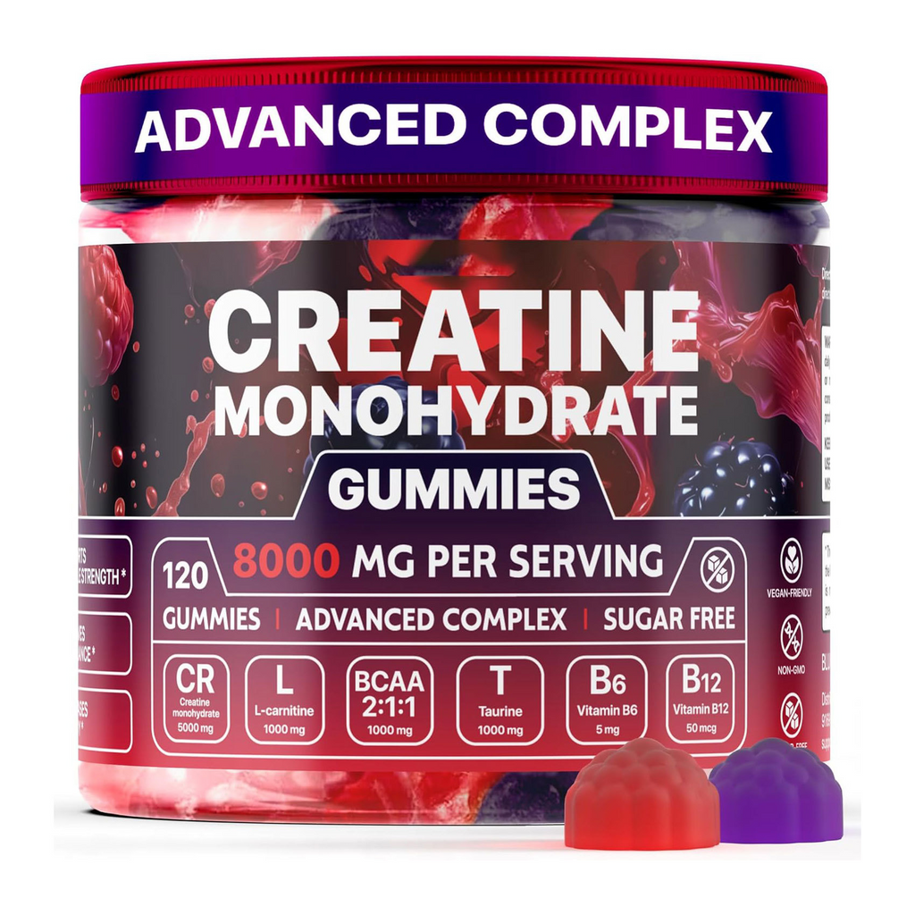 Gomitas de creatina monohidratada- pre estreno masticable sabor frutos rojos